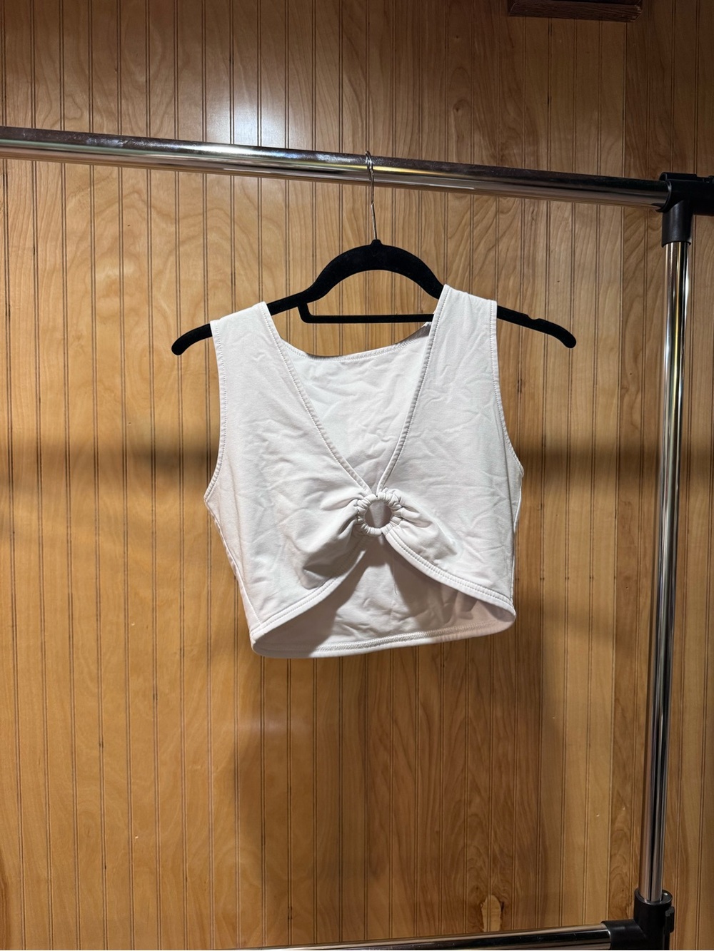 Women’s White Twist-Ring Crop Tank Top